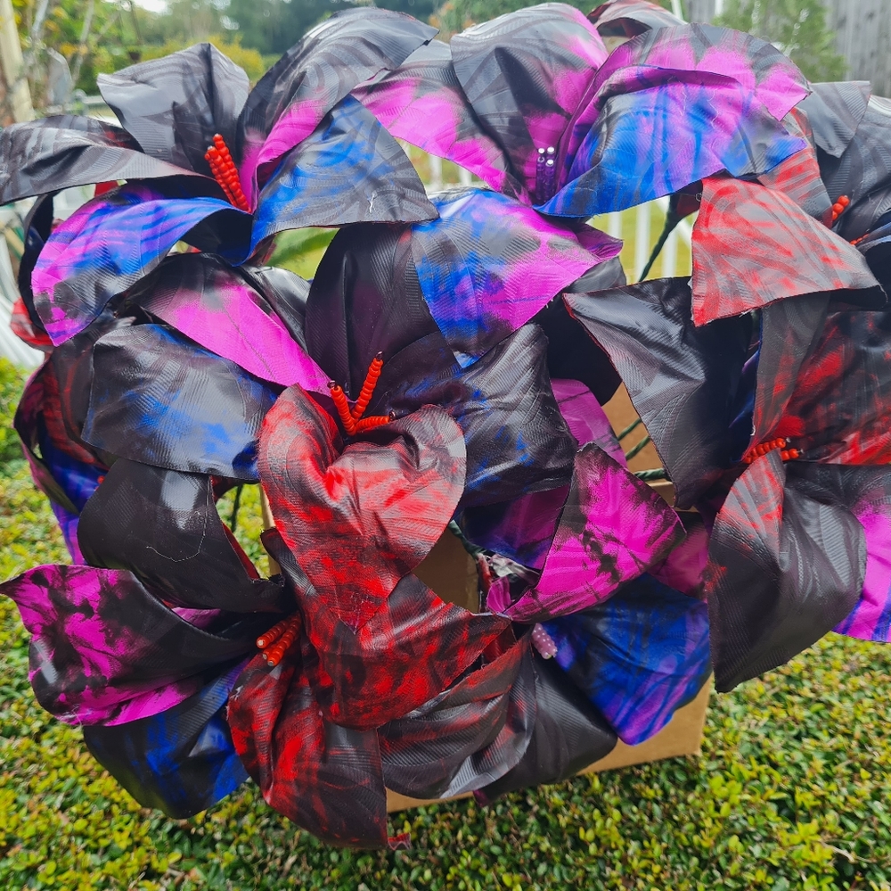 Long Stem Kampala fabric flowers set of 6 pieces